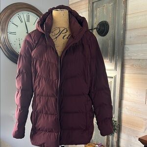 Women's Burgundy Puffer Jacket